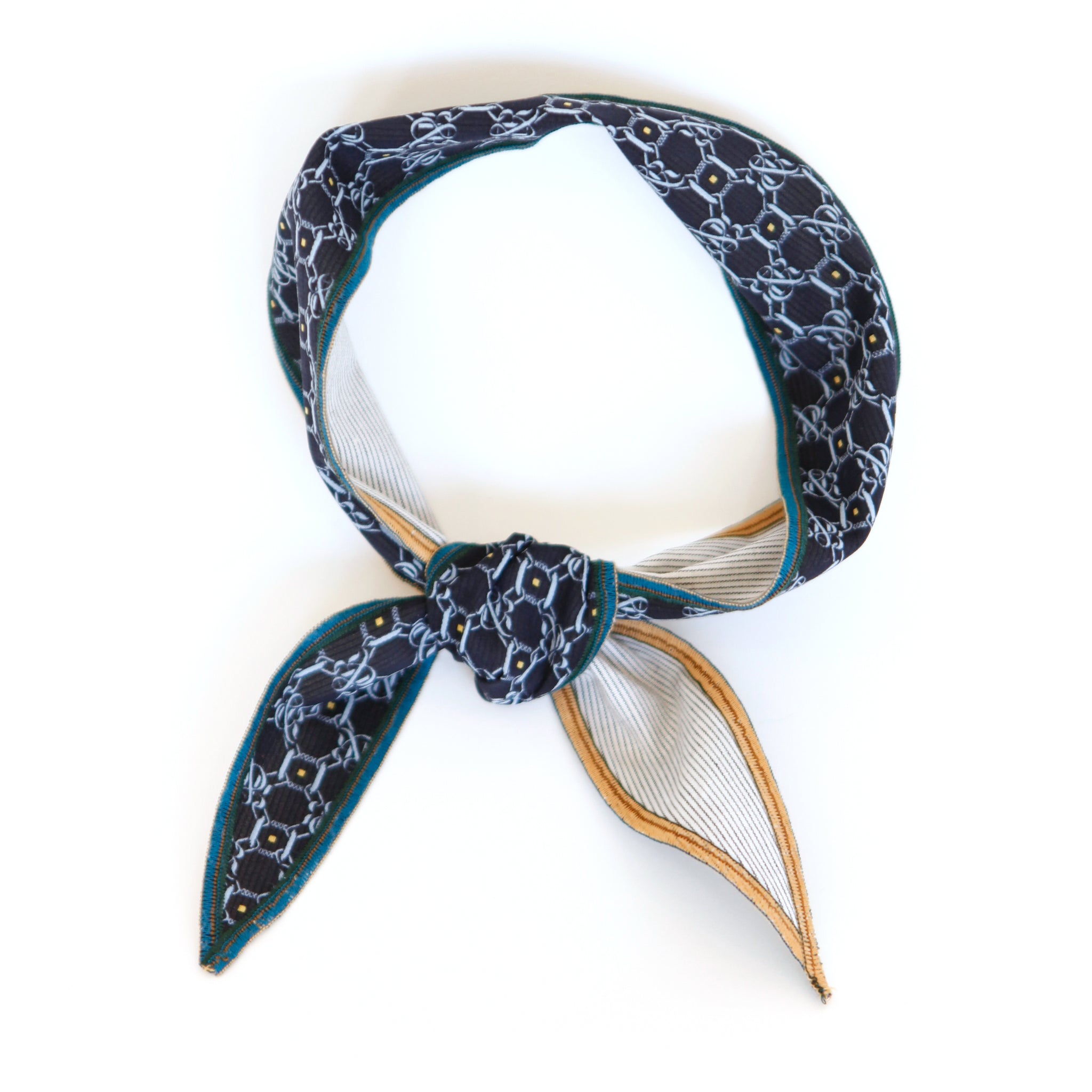 The Dandy - Navy Foulard + Charcoal Stripe - The Little Project 