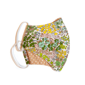 The Mask - Green Floral/Taupe Dot - The Little Project 